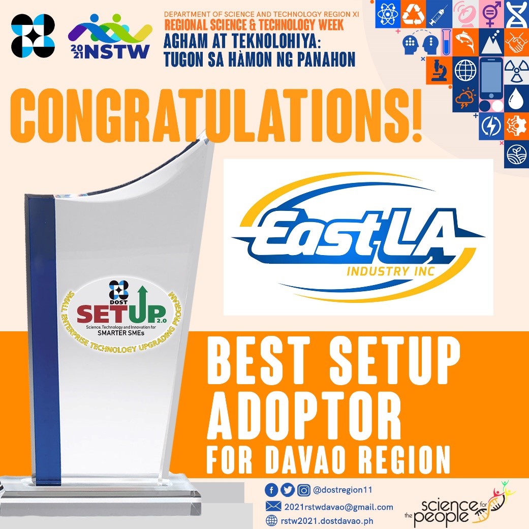 EAST LA Inc. wins Best SETUP Adoptor Award during Davao regional science week 2021 image