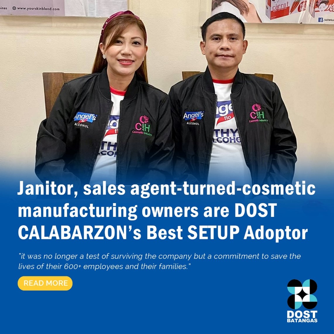 Janitor turned cosmetic manufacturer awarded the Best SETUP Adoptor for CALABARZON region image
