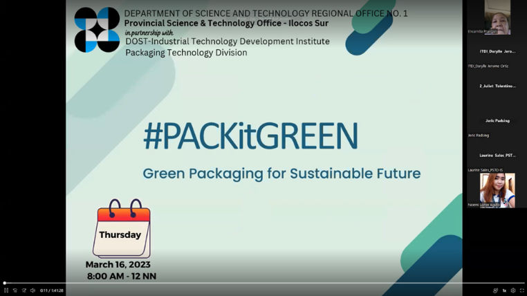 DOST Ilocos Region, DOST-ITDI hold webinar on #PACKitGREEN: Green Packaging for Sustainable Future image